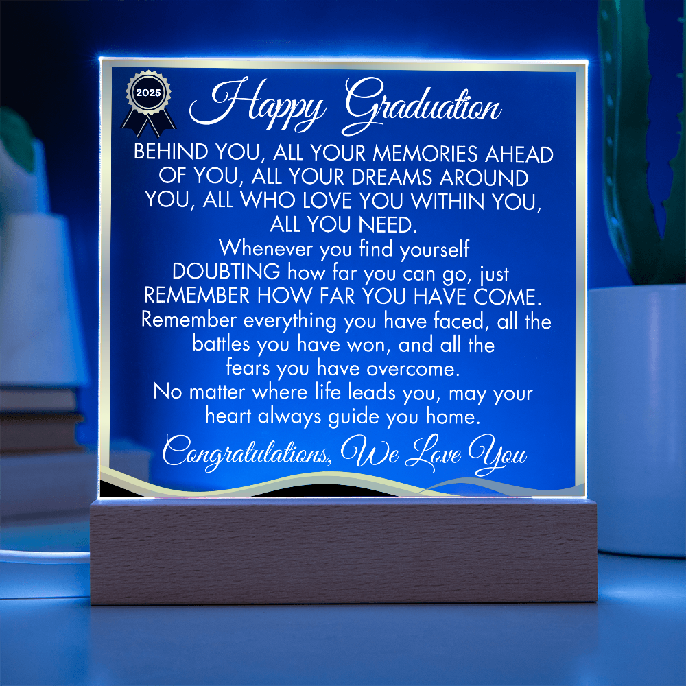 Happy Graduation - BEHIND YOU, ALL YOUR MEMORIES -LED Graduation Plaque