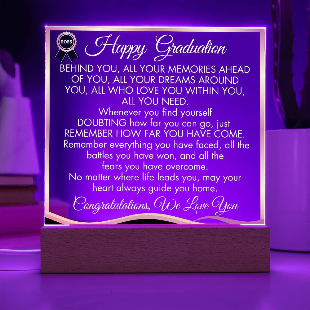 Happy Graduation - BEHIND YOU, ALL YOUR MEMORIES -LED Graduation Plaque