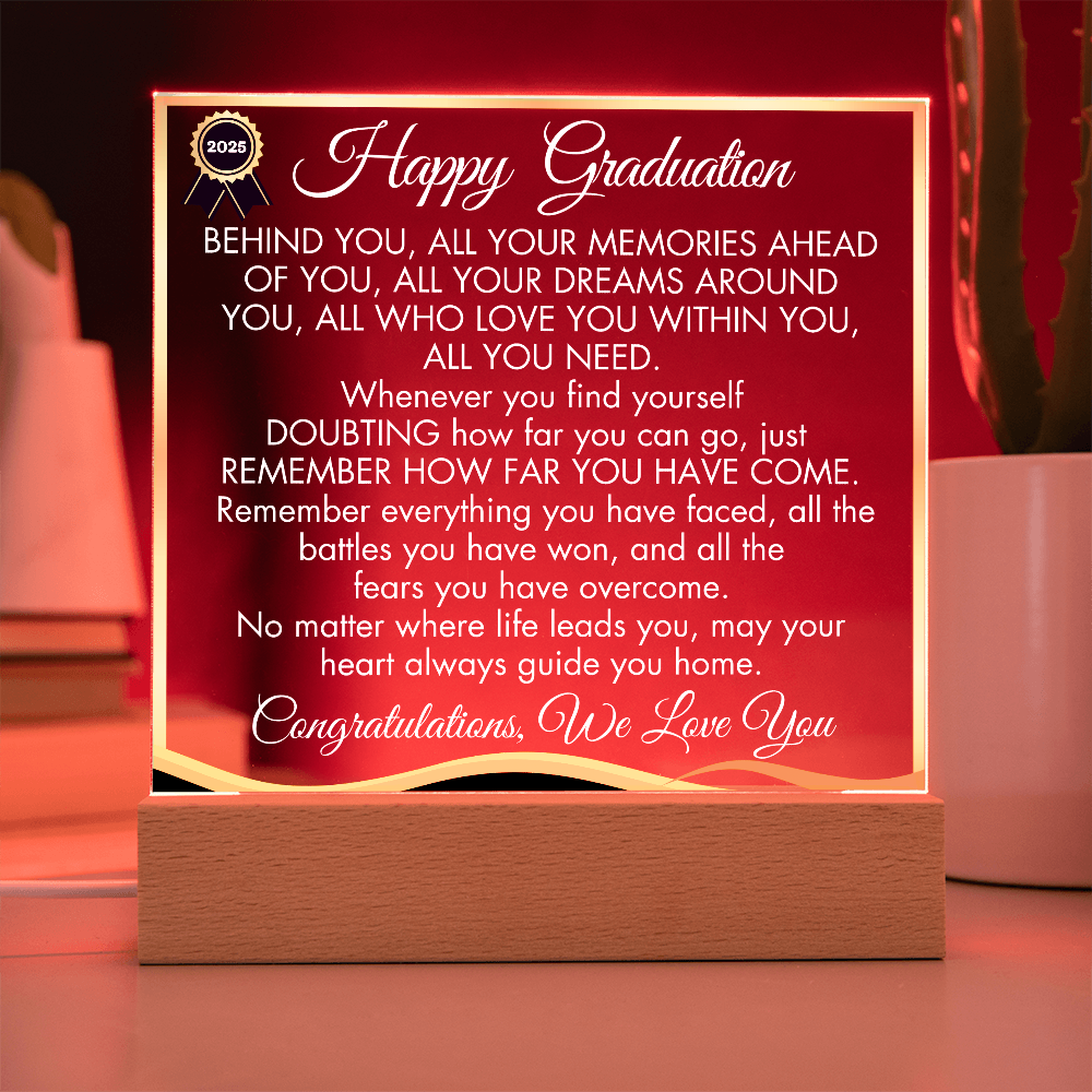 Happy Graduation - BEHIND YOU, ALL YOUR MEMORIES -LED Graduation Plaque