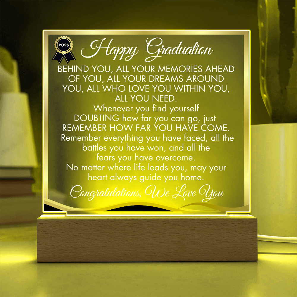 Happy Graduation - BEHIND YOU, ALL YOUR MEMORIES -LED Graduation Plaque
