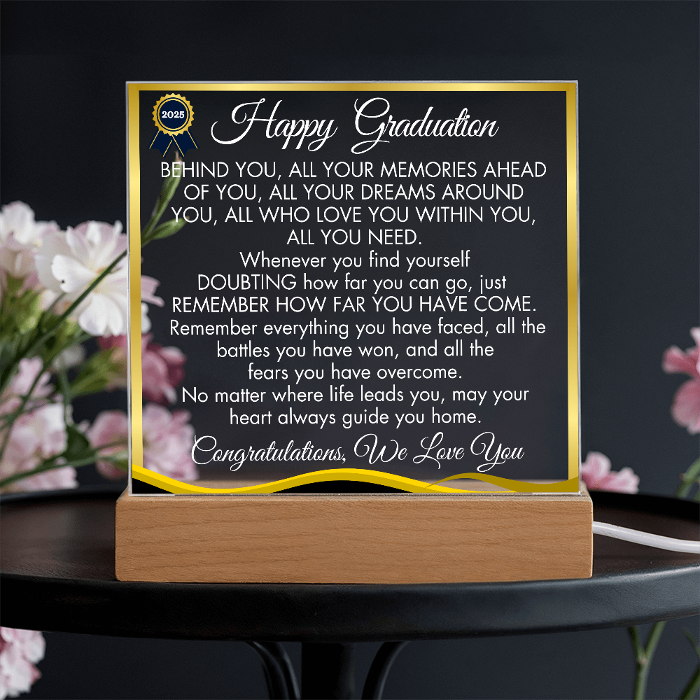 Happy Graduation - BEHIND YOU, ALL YOUR MEMORIES -LED Graduation Plaque