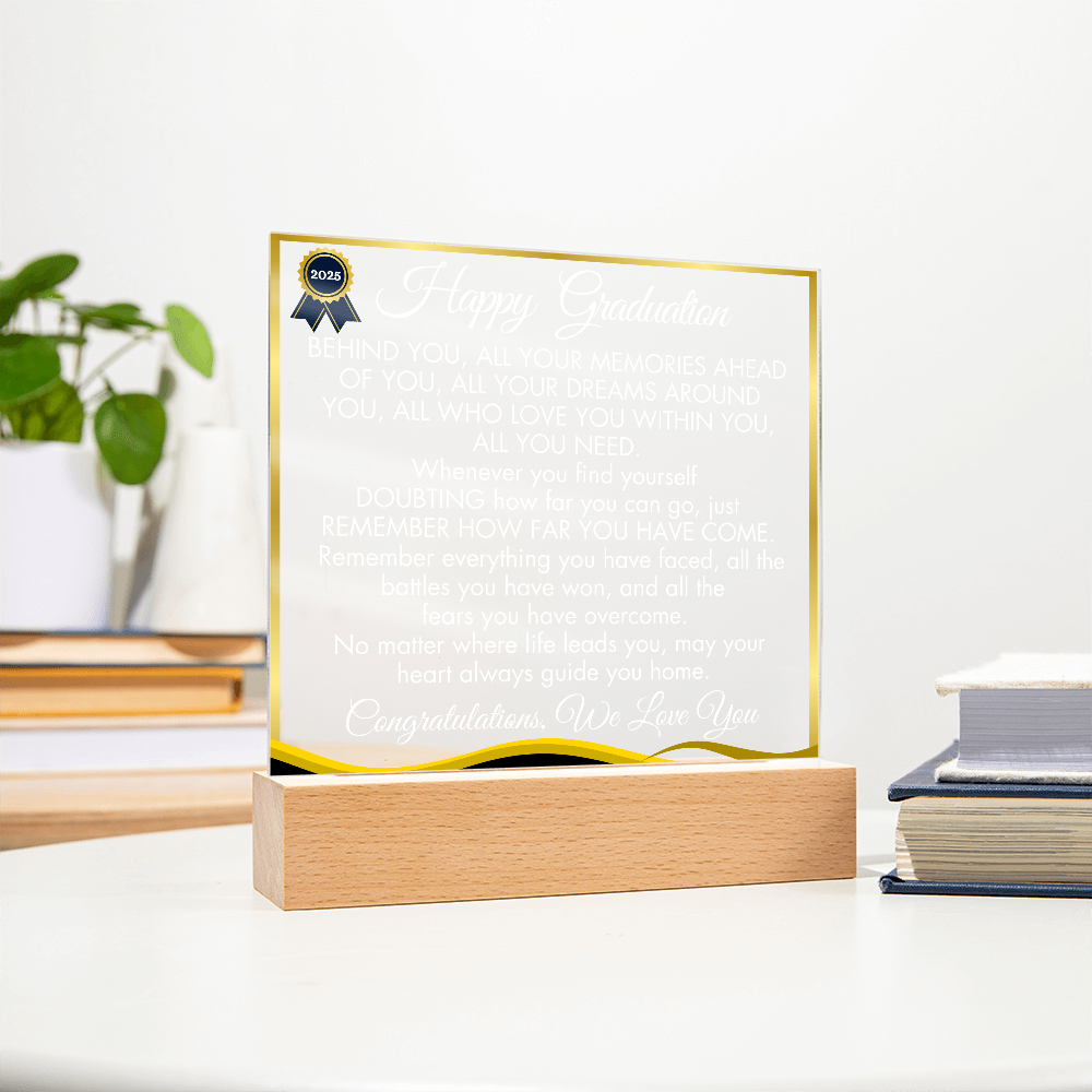 Happy Graduation - BEHIND YOU, ALL YOUR MEMORIES -LED Graduation Plaque
