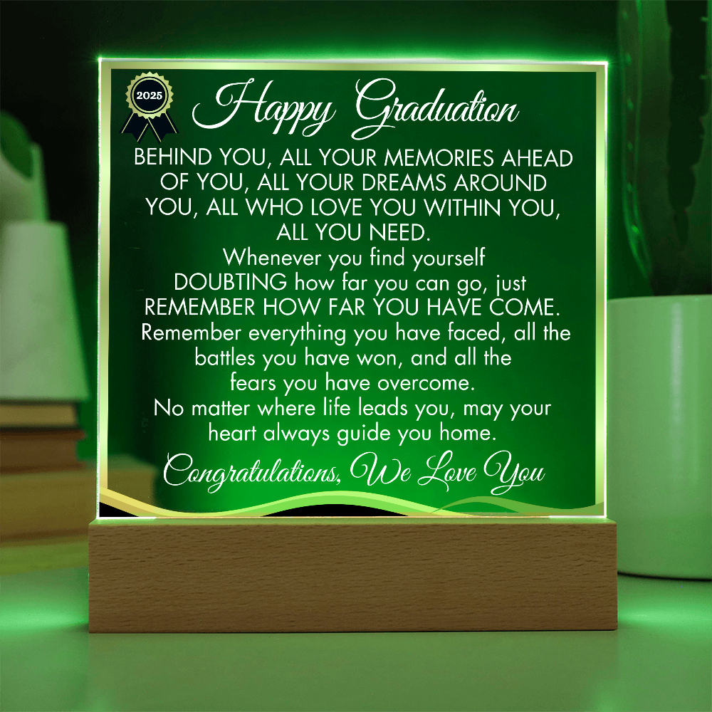 Happy Graduation - BEHIND YOU, ALL YOUR MEMORIES -LED Graduation Plaque