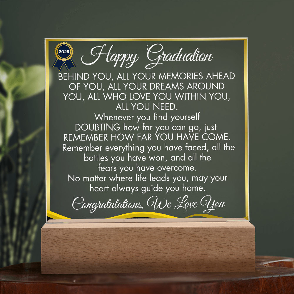 Happy Graduation - BEHIND YOU, ALL YOUR MEMORIES -LED Graduation Plaque