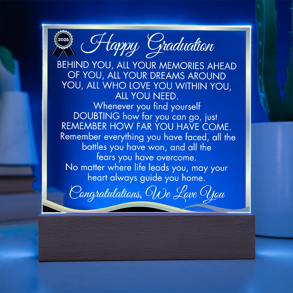 Happy Graduation - BEHIND YOU, ALL YOUR MEMORIES -LED Graduation Plaque
