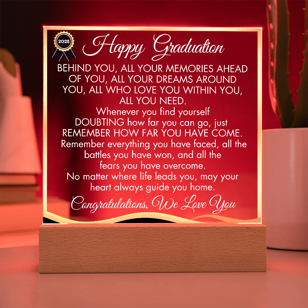 Happy Graduation - BEHIND YOU, ALL YOUR MEMORIES -LED Graduation Plaque